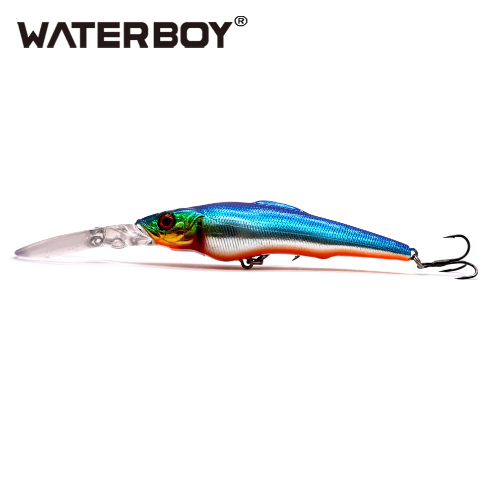 WATERBOY 9cm 12g Minnow Fishing Lure Deep Wobbler Swimming Artificial Plastic Pesca Bait with Long Lip Lure Hook