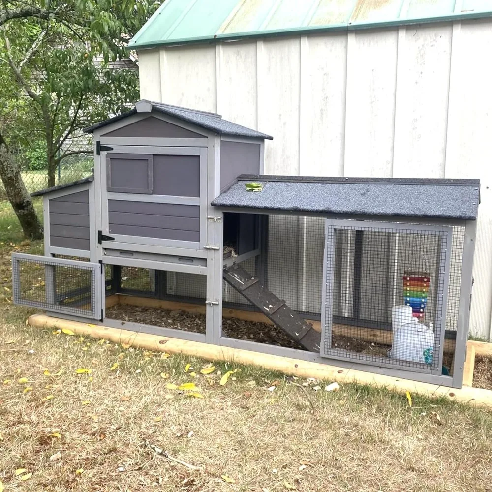 

Chicken Coop with Chickens Mobile Hen House with Run Chicken House On Wheels Outdoor Poultry Cage Duck Coop,1 Unit