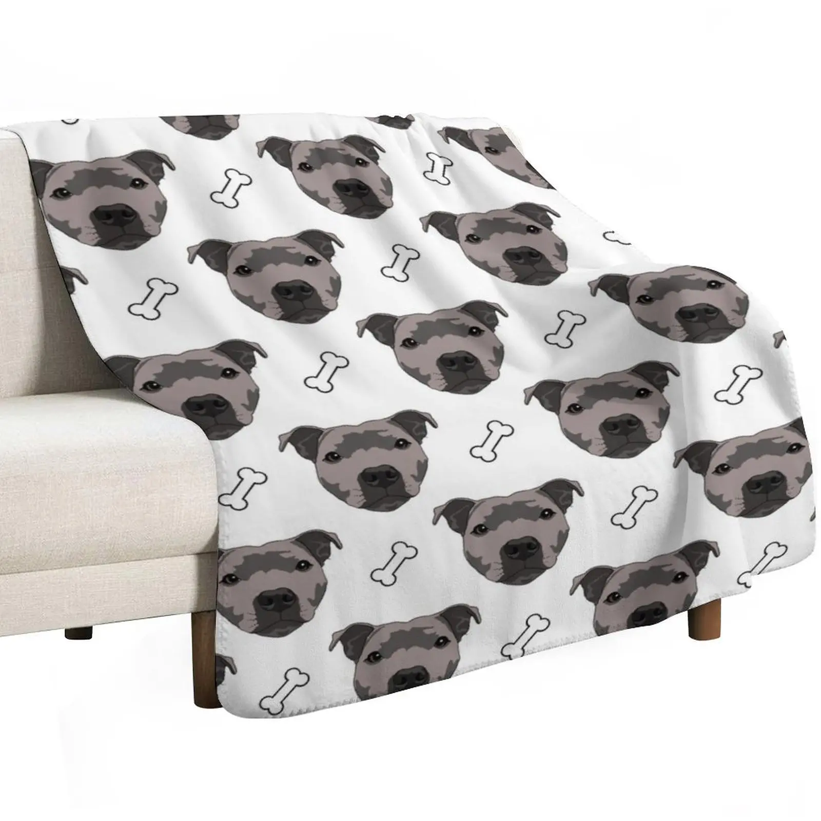 Flo The Staffie Throw Blanket Polar Stuffeds Multi-Purpose Sofa Throw warm for winter for winter Blankets