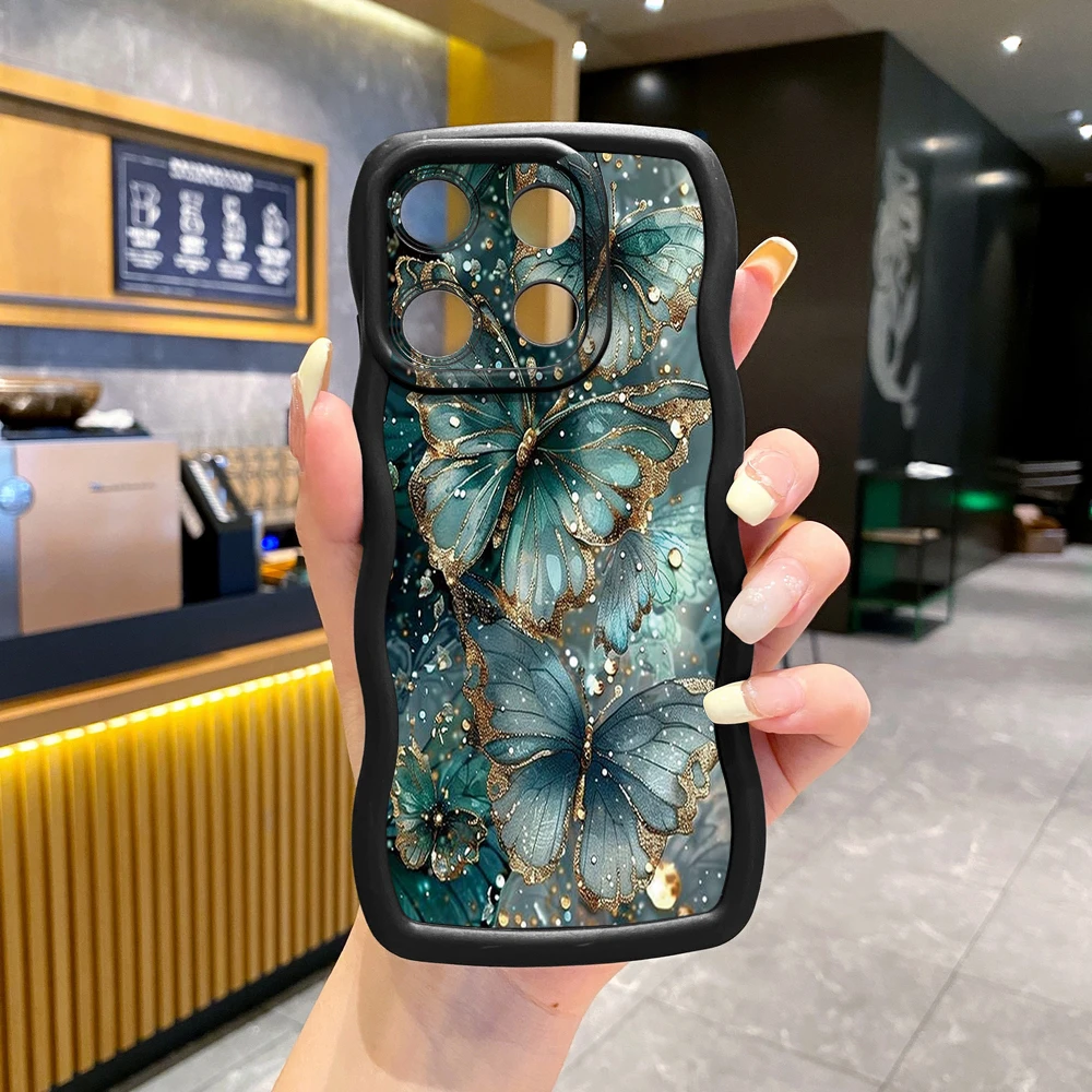 Compatiable with Xiaomi Redmi Note 14 13 Pro 5G 12S 4G 11S 13C 12C A4 Luxury Flower Butterfly Wave Case Cover Bolang view 6