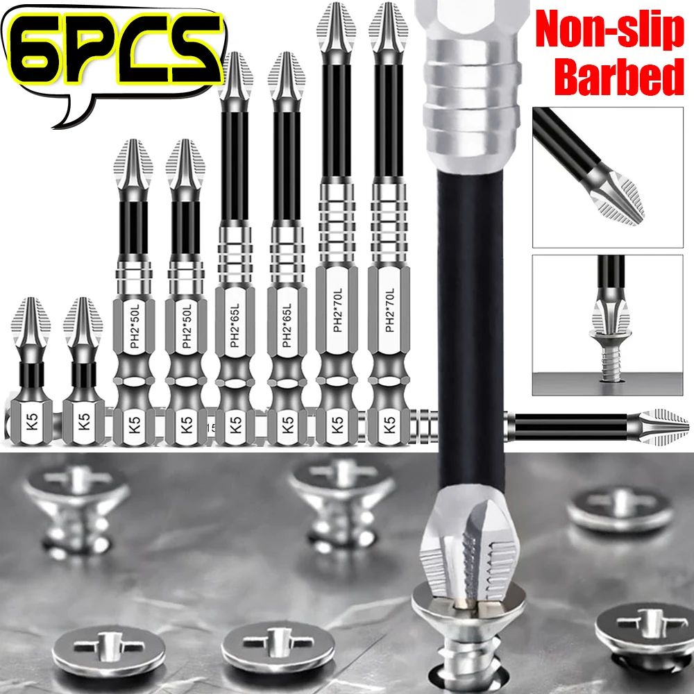 

High Magnetic Screwdriver Drill Bit Set K5 PH2 Alloy Steel Non-slip Cross Head Electric Screwdriver Tips Impact Resistant Bits