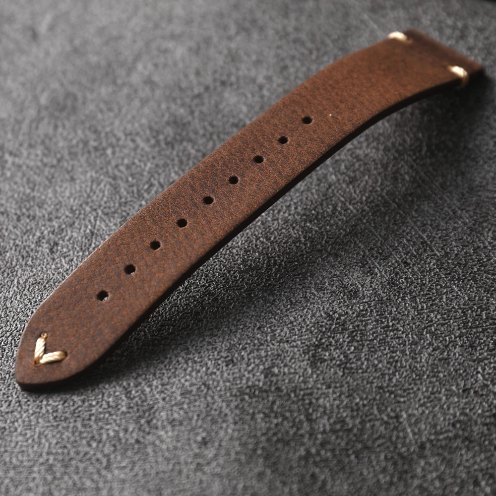 Brown Crazy Horse Leather Strap 18 20 22MM, Soft and Ultra-thin Genuine Leather, Vintage Men, Suitable for Antique Watch Bracele