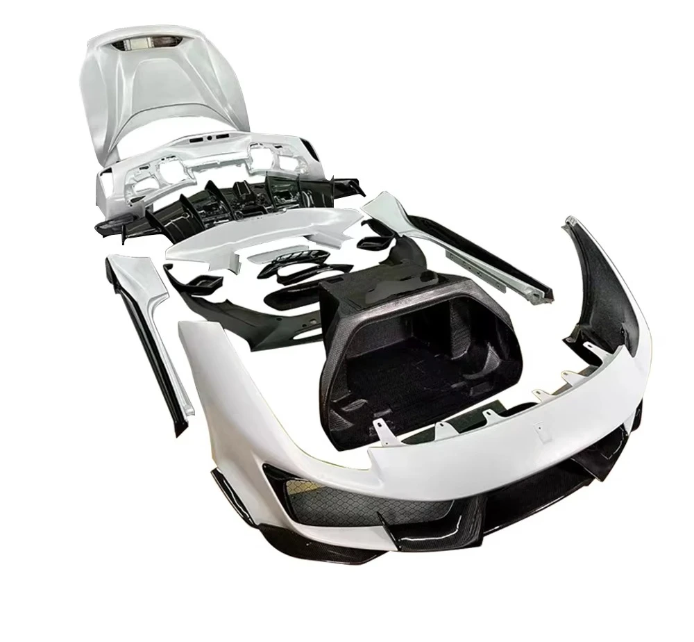 High Quality PISTA Style Carbon Fiber Body Kit Bumper Hood Spoiler Diffuser Trunk for 488GTB