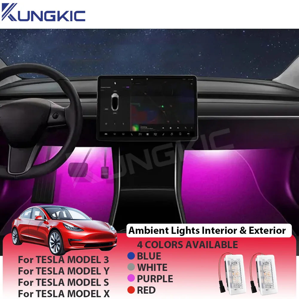 Ambient Light For Tesla Model 3 Model Y Model X Model S Car Floor Lamp Interior & Exterior Accessories Easy For Tesla Easy