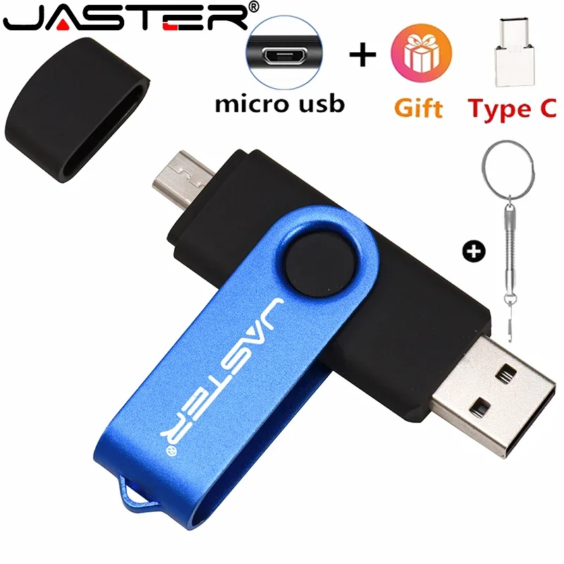 

JASTER High Speed Pen 64GB Micro USB Flash Drives 3 in 1 Black OTG Free TYPE-C adapters/key chain For SmartPhone/Computer U disk