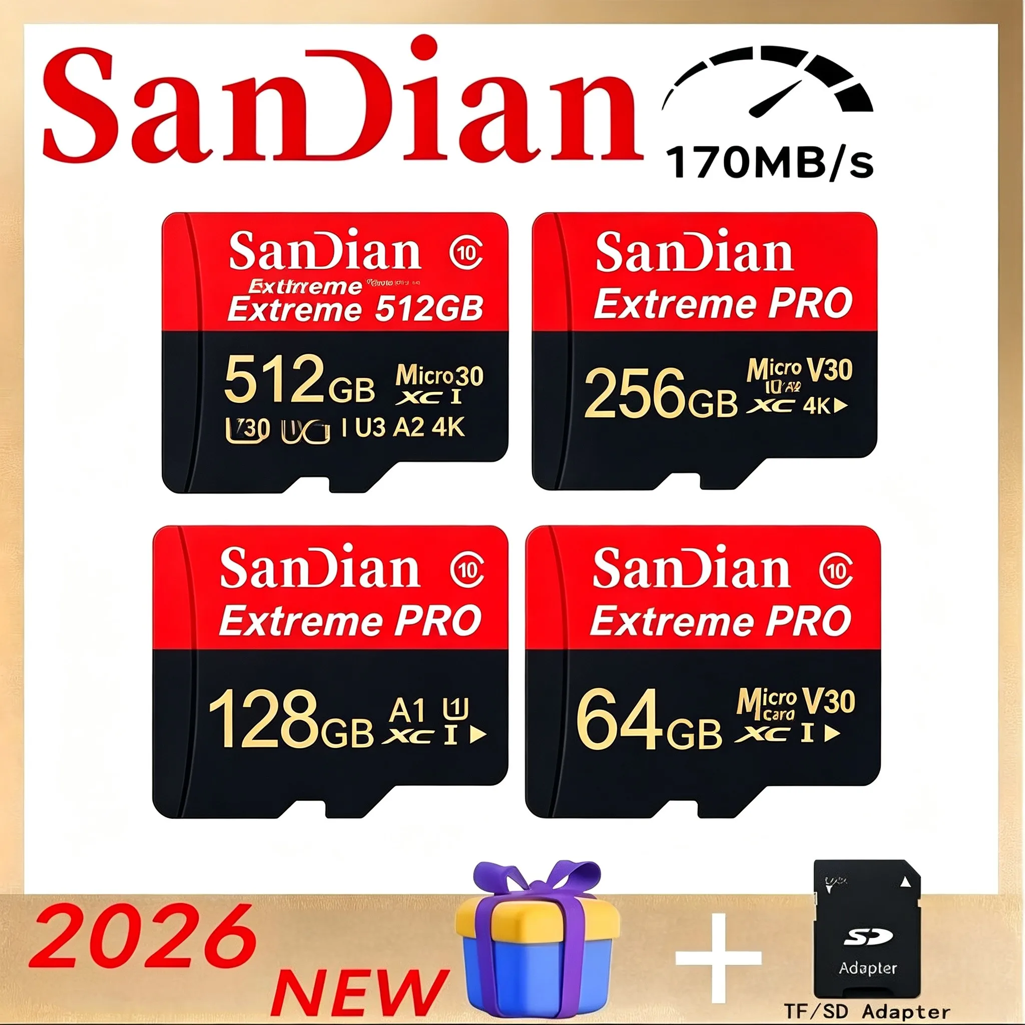 Micro TF SD Card 128GB 32GB 256GB TF Cards SD Cards Memory Card V60 8K for Driving Recorder/Smartphone/E-Reader/Recorder/Toy