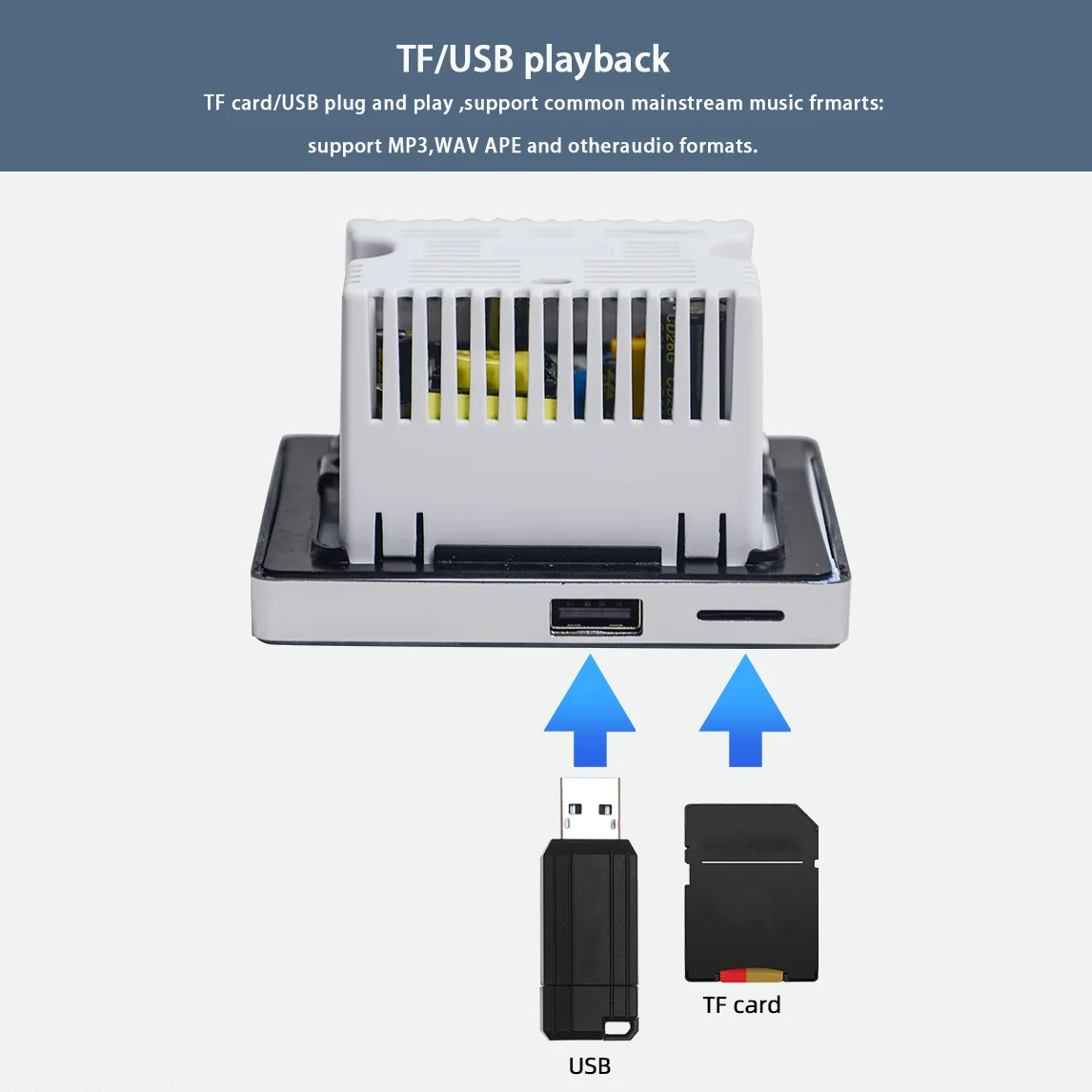 Sistema di musica di sottofondo per interni Home Hotel Architecture appartamento Villa Blue tooth Connection amplificatore da parete con chiave Touch