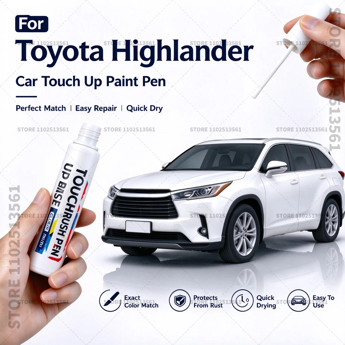 For Toyota Highlander Black Red Auto Touch Up Paint Pen Car Scratch Repair Brush Quick Dry Paint Marker for Chips and Scratches