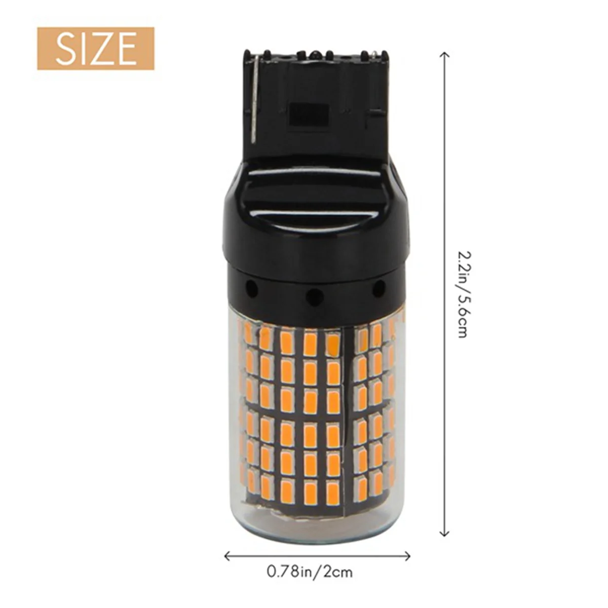 4 buah 144-Smd lampu mundur lampu sinyal belok kesalahan GRATIS tanpa hiper Flash T20 7440 lampu Led, cangkang hitam (kuning