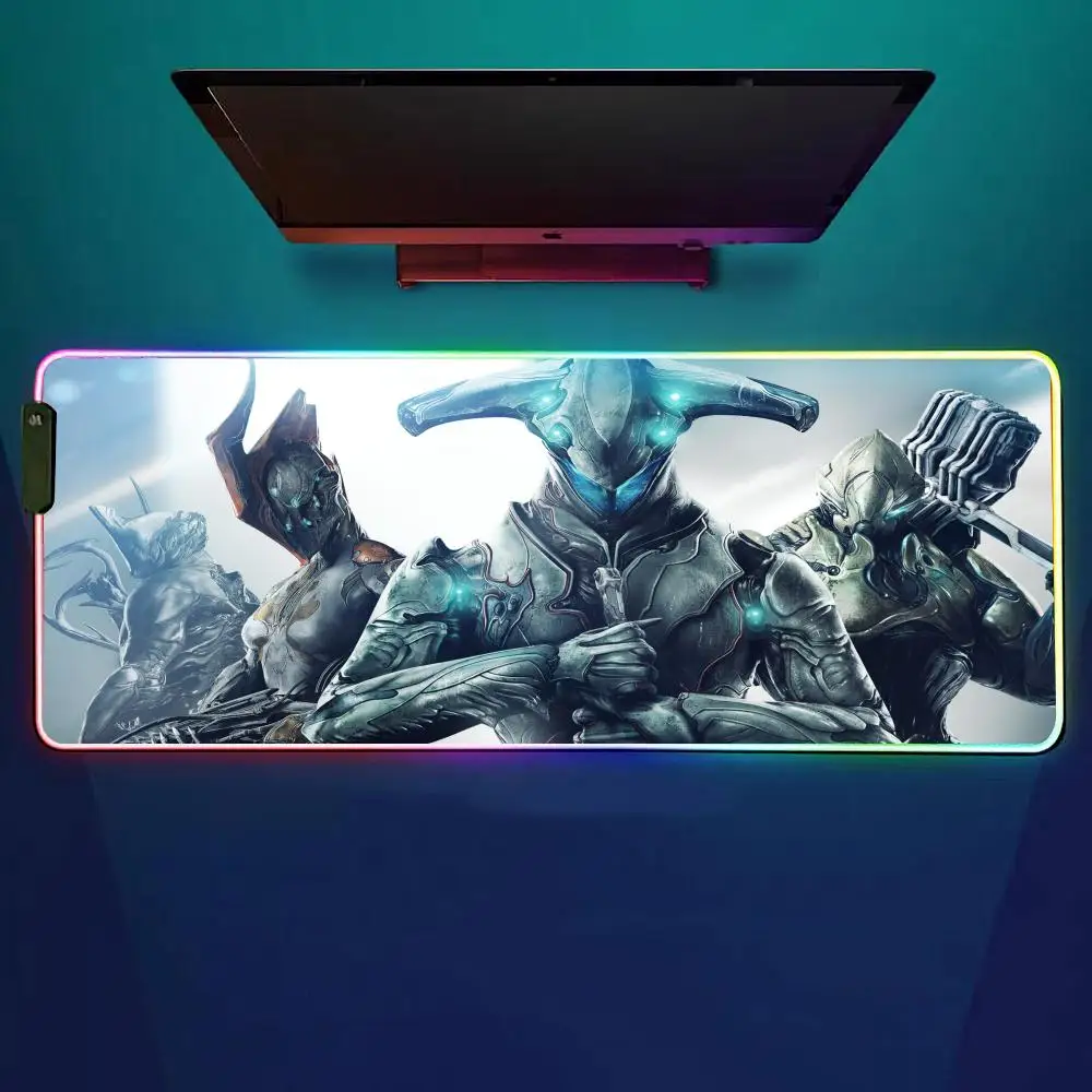 

Игровой W-Warframe Коврик для мыши RGB Игровой коврик для мыши Настольный коврик HD Gamer Большой светодиодный светильник XXL Коврики для мыши