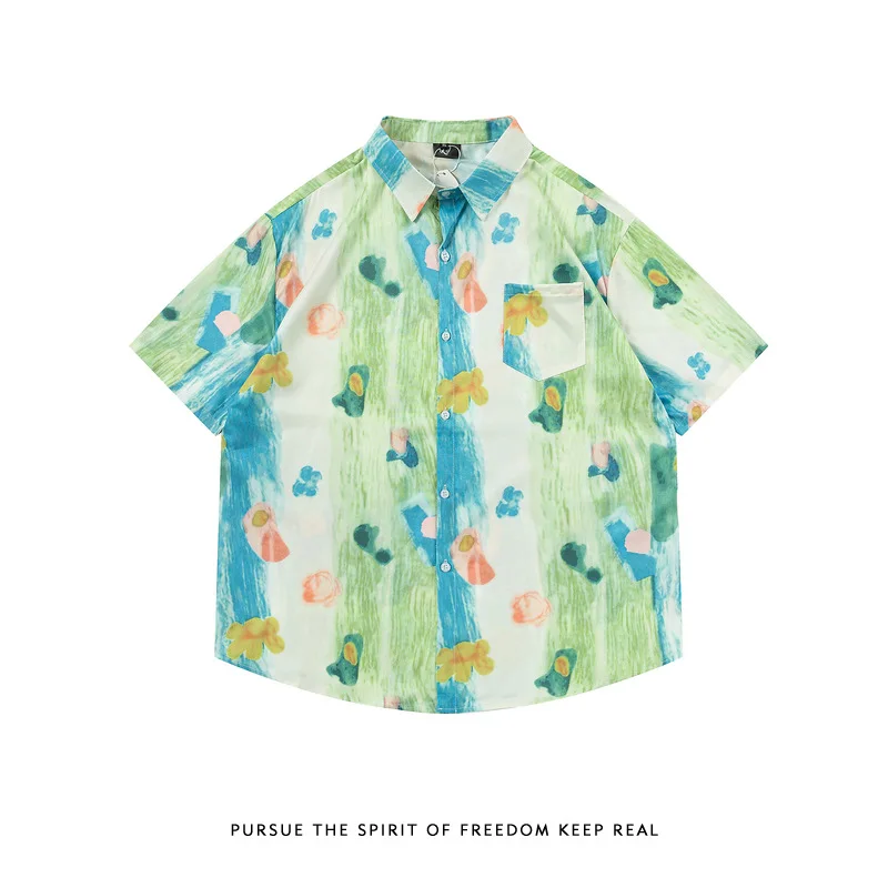 

Hawaiian Shirt Men Women All Over Floral Print Beach Shirt Oversized Tiki Shirt Lightweight Quick Dry Resort Wear Shirt Vacation