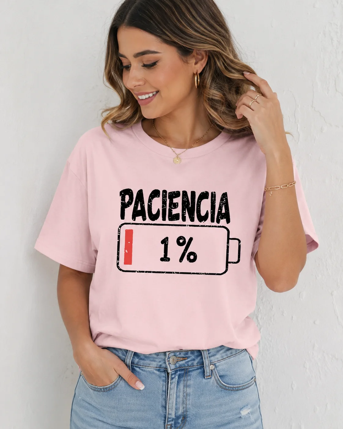 Fashionable Women's T-shirt Vitality Spanish Letter Printed Short Sleeve Round Neck Women's Casual Summer Breathable T-shirt