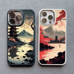 Japanese Aesthetic Mount Fuji Landscape Phone Case For iPhone 13 12 11 Pro Max 14 7 8 Plus XR XS X 15 16 Pro Max Silicone Cover