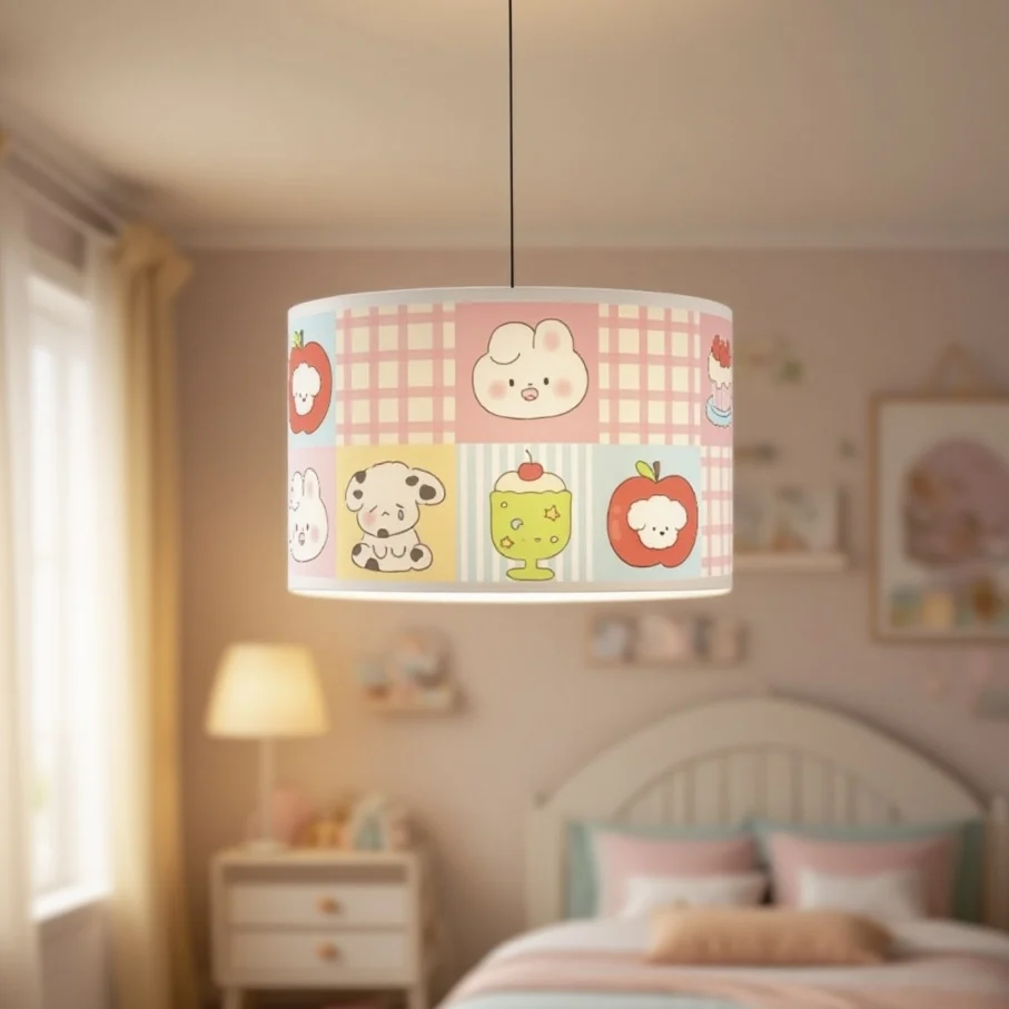 

Cartoon Animal & Fruit Pattern Chandelier, Nordic Style Children's Room Bedroom Hanging Lamp, Creative Home Decor Lighting