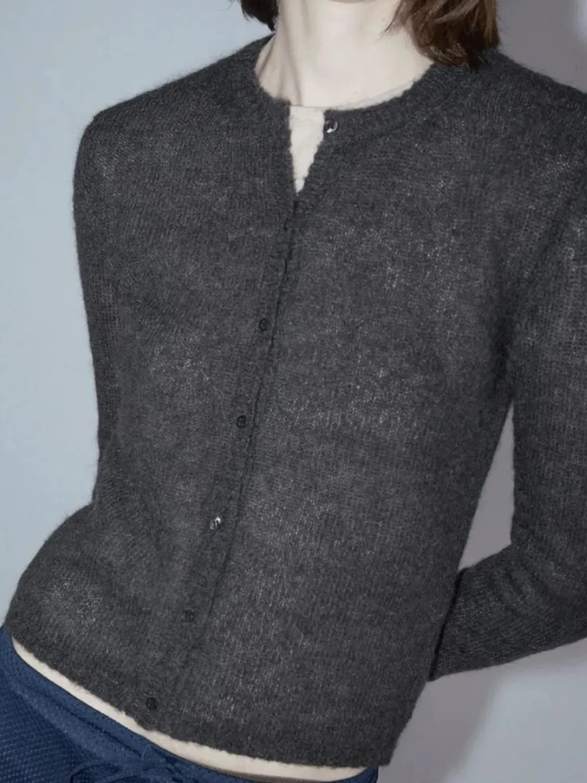 

Paloma Wool Knitted Thin Wool Blend Long Sve Open Cardigan Women's Slim Fit round Ne Sweater Faionable Casual Sle