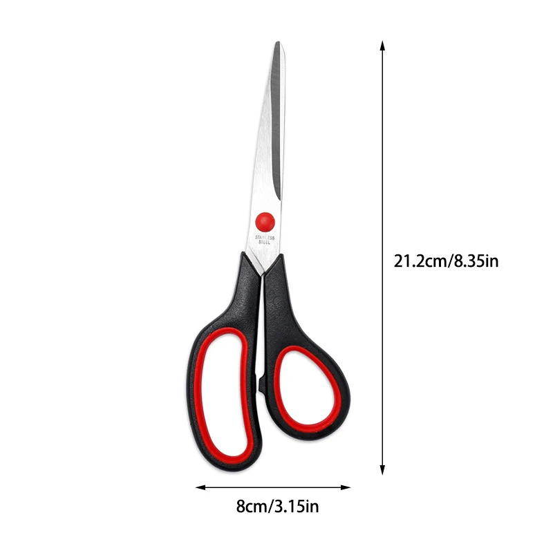 Scissors Rubber Plastic Handle Home Office Scissors Stainless Steel 8 Inch Tailor Scissors Strong and Durable