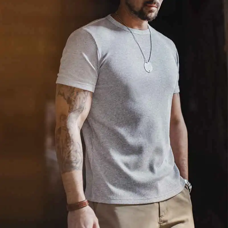Maden Men's Slim Fit T Shirt Crew Neck Short Sleeve Soft Stretch Cooling Tee Casual Summer Basic Solid Laying Top