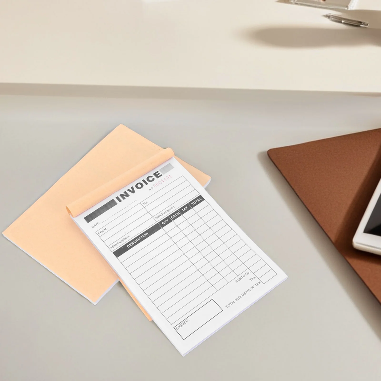 5Pcs Delivery Note Book with Built-in Writing Board Two Part Invoice Receipt for Small Business Memo Duplicate Order Record