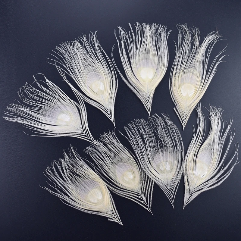 

20Pcs White Peacock Feather Eye 10-15CM 4-6" Real Peacock Feathers for Jewelry Making Creation Handicraft Accessories Decoration