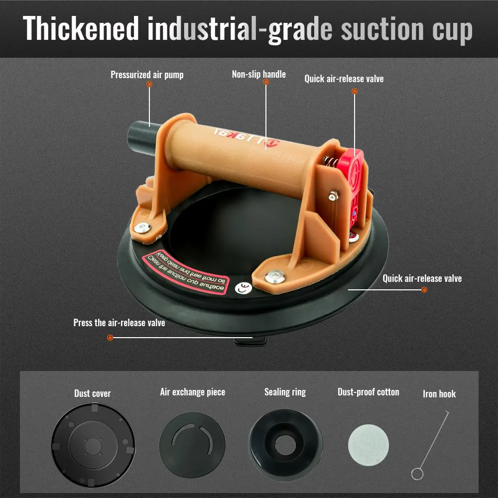 8 Inch Silicone Vacuum Suction Cup Handle Heavy Duty Lifter for Granite Tile Glass Manual Lifting Tool for Ceramic Tile Floor