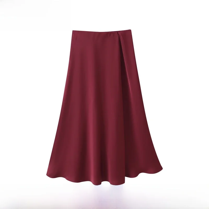 Early Autumn New Women's Fashionable Double-Breasted Midi Skirt ZR Style Polyester Fiber Loose Fit mid Waist A-Line Skirt