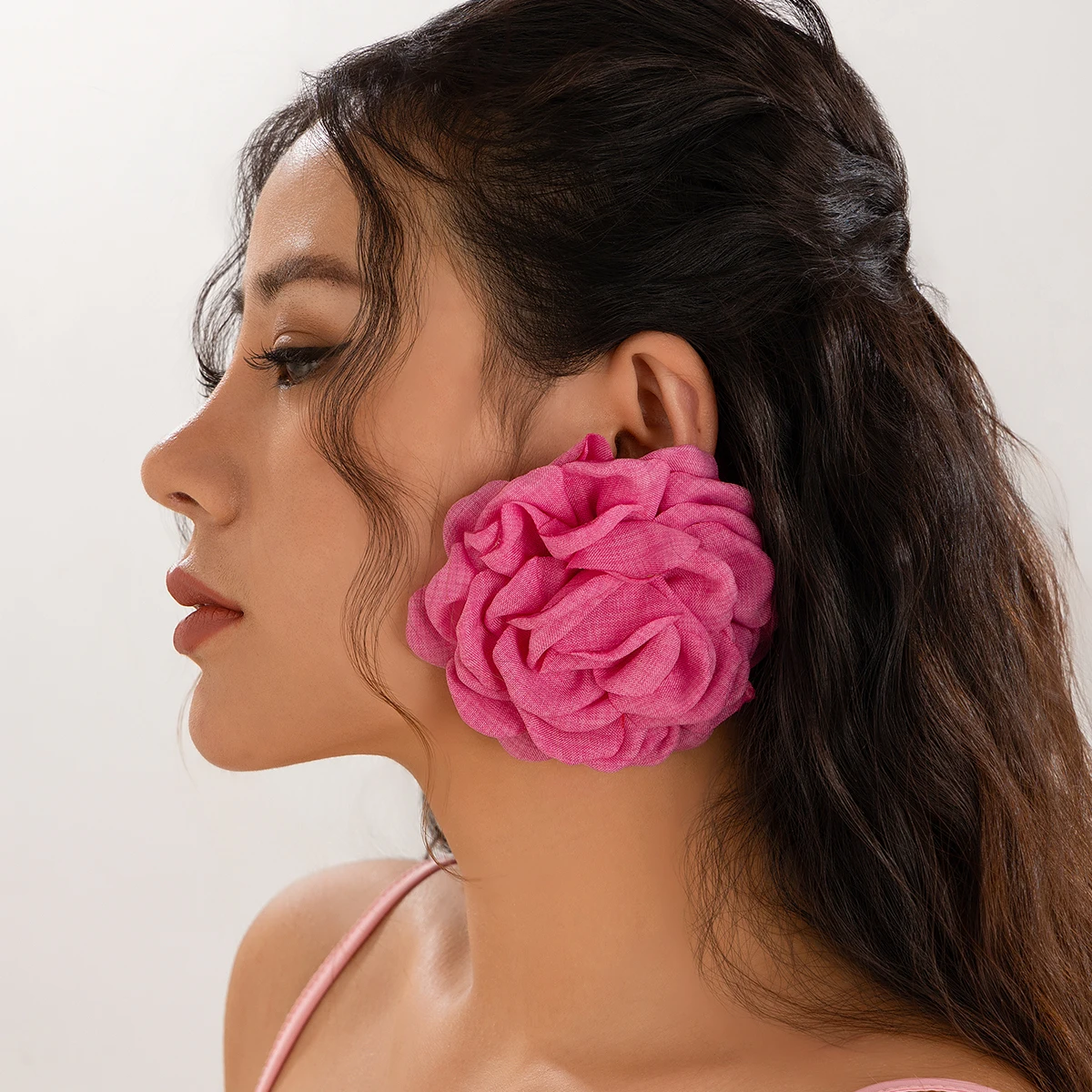 Women's Exaggerated Large Rose Flower Statement Earrings