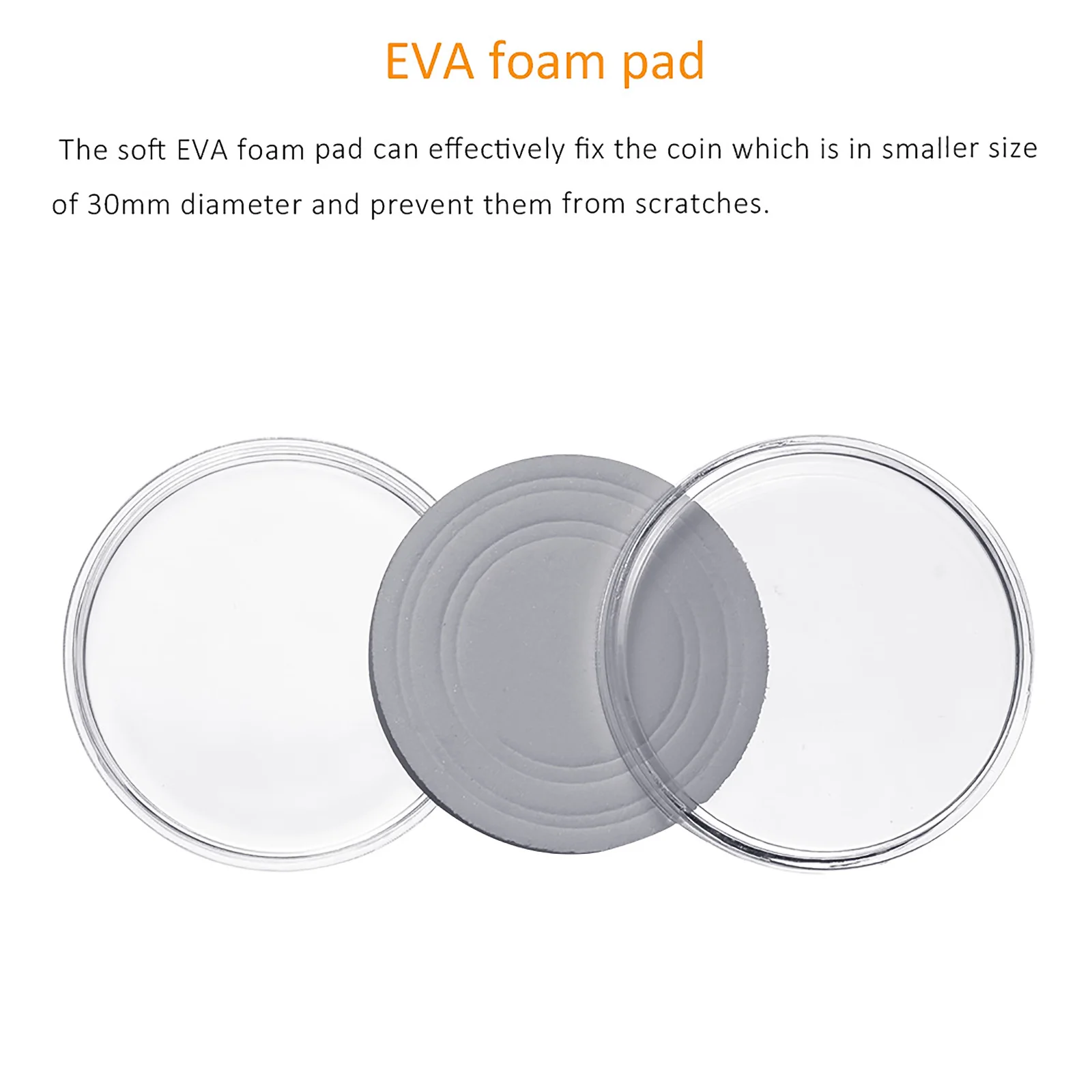 100Pcs Clear Coin Capsule Holder Case trasparente commemorativo da collezione Coin Medal Storage Box Collection forniture con pad