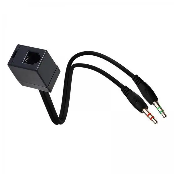 Headphone Adapter Cable Durable 35cm RJ9 4P4C Female to Dual 3.5mm Male Converter for Wired Headset Office
