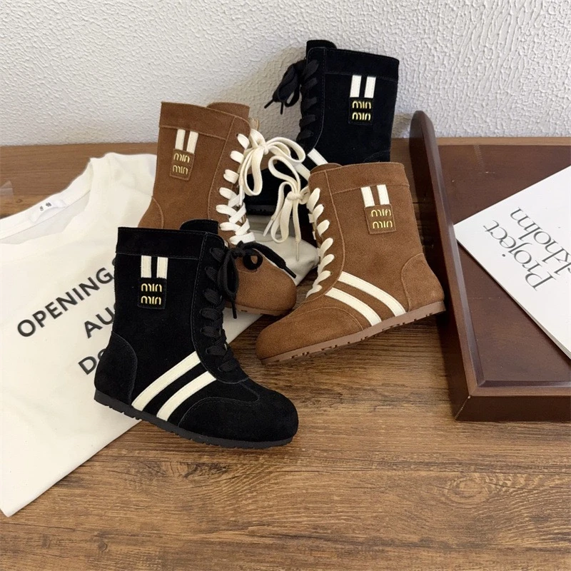 

Осень-зима 202, новые удобные ботинки на плоской подошве, модные женские ботильоны, нескользящие ботинки для верховой езды, спортивная повседневная обувь на открытом воздухе