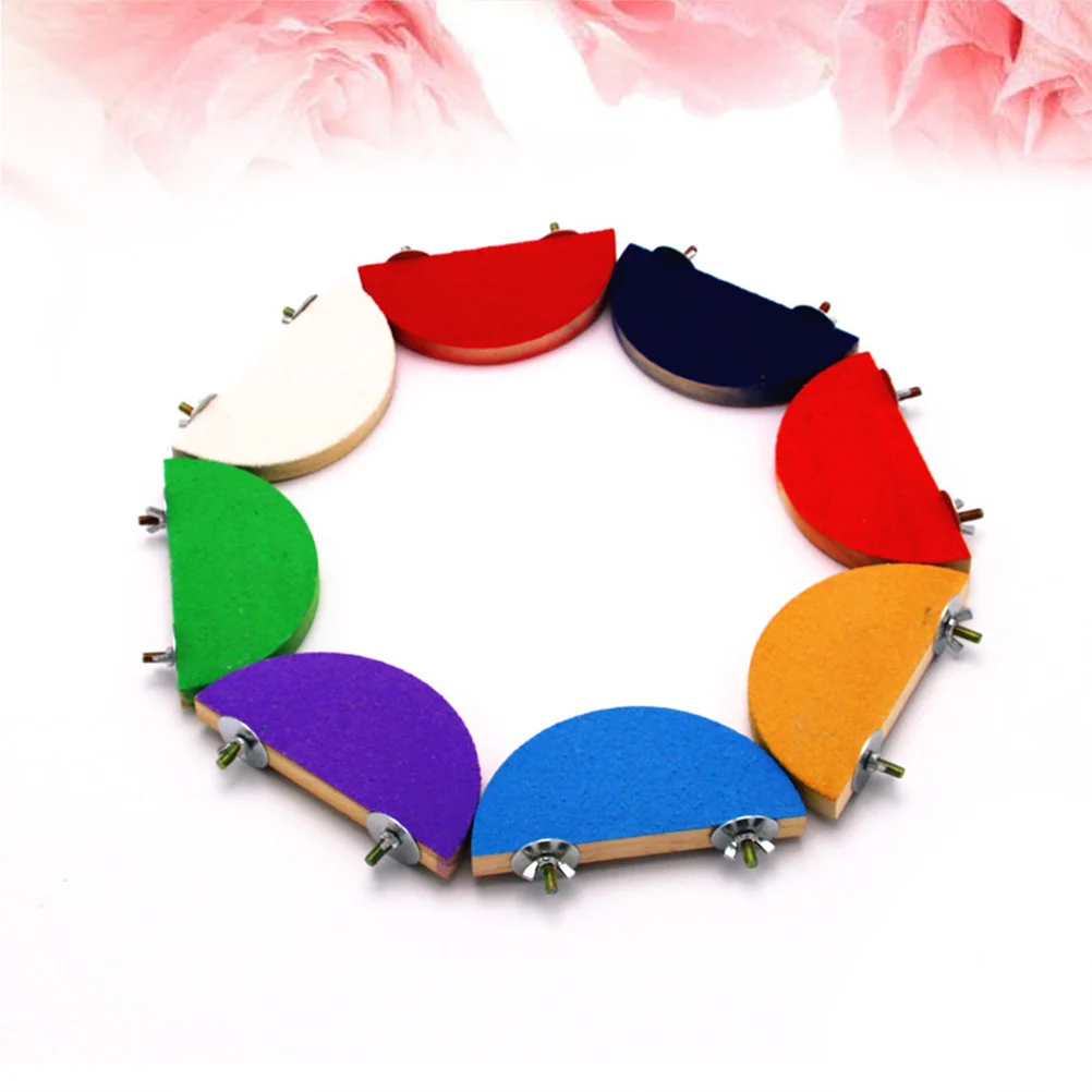 

2pcs Pet Wood Semicircle Frosted Stands For Small Animals Hamster Platform Parrot Birds Climbing Play Resting Area