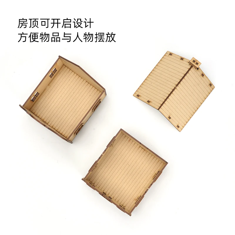 Combinación de casa europea, escena arquitectónica, modelo de ensamblaje tridimensional de madera, regalo hecho a mano, 1/72