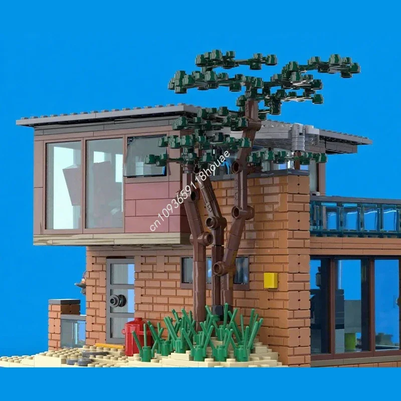 1057 elementów MOC Nowoczesny Dom na Plaży Modułowe Budynki Klocki Konstrukcyjne Świąteczny Prezent DIY Idealny dla Kreatywnych Dorosłych