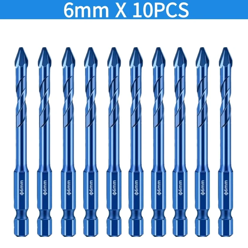 

BIESUO 10PCS Eccentric Drill Bit Set for Glass Ceramic Tile Wall Concrete Drilling Tool 6mm Drill Bit Set Tools