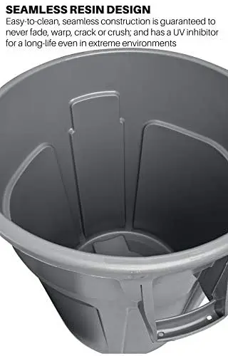 Commercial Products BRUTE Heavy-Duty Trash/Garbage Can, 20-Gallon, Gray, Wastebasket