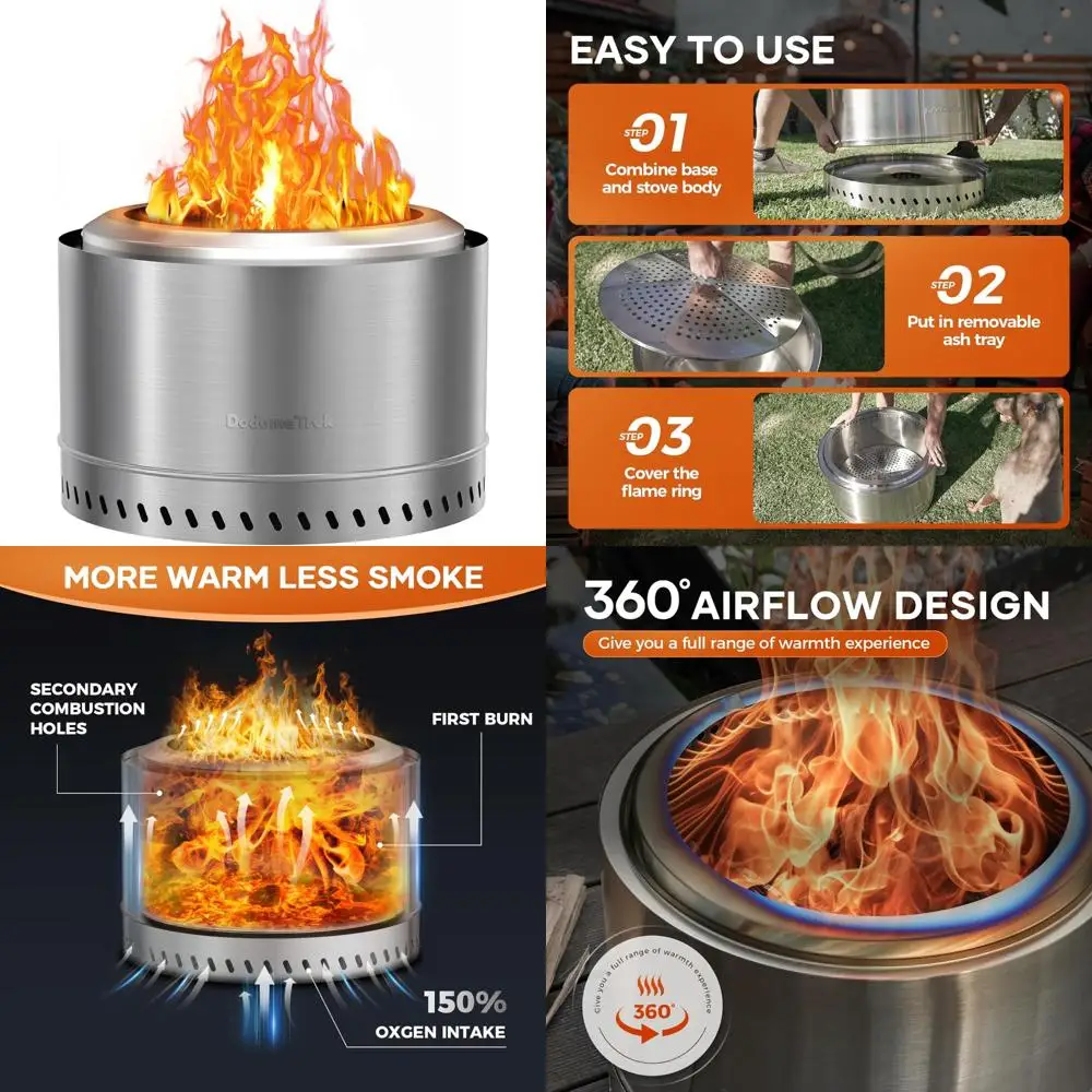 

Smokeless Fire Pit with Travel Bag, Portable Outdoor Wood Burning Fireplace, 20 Inch Stainless Steel