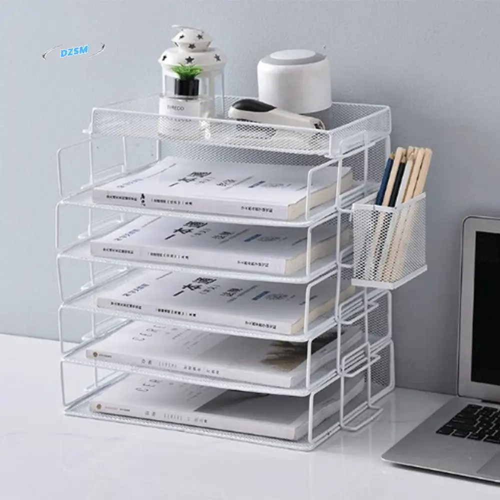 

Single Layer File Storage Rack Stackable Space Saving Desktop Document Shelf Durable Sturdy Magazine Holder Office Supplies