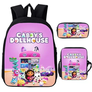 Милый рюкзак для кукольного домика Габби для детей, школьный портфель для начальной школы с кошками, мультяшный школьный портфель, Детские рюкзаки 3 шт./компл. Mochila