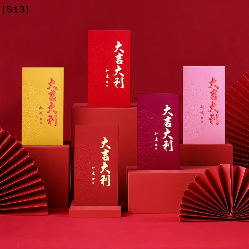 

10pcs Lucky Red Envelopes Chinese Style Gold Foil Design Cash Gift Envelopes New Year Blessing New Year Red Packets[Q]Q@