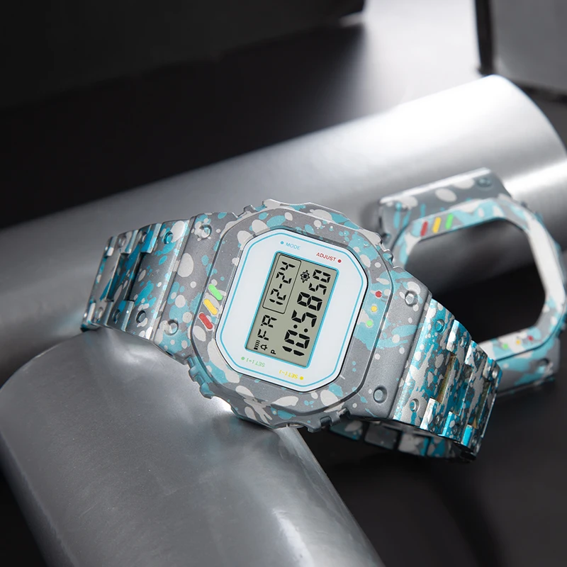 سبائك التيتانيوم معدن حزام (استيك) ساعة حزام الحال بالنسبة ل كاسيو DW5600 GW-B5600 GB5600 GWX5600 G-Shock مربع ترقية استبدال