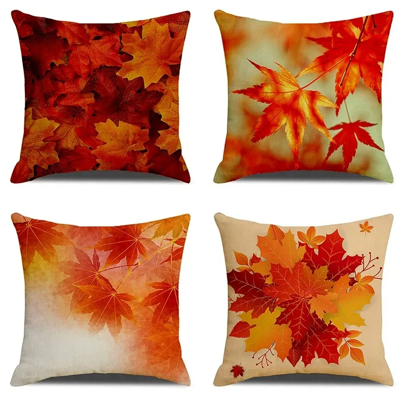 Autumn Yellow Maple Leaf Decorative Pillowcase Car Ornaments Office Living Room Sofa Home Pillowcase