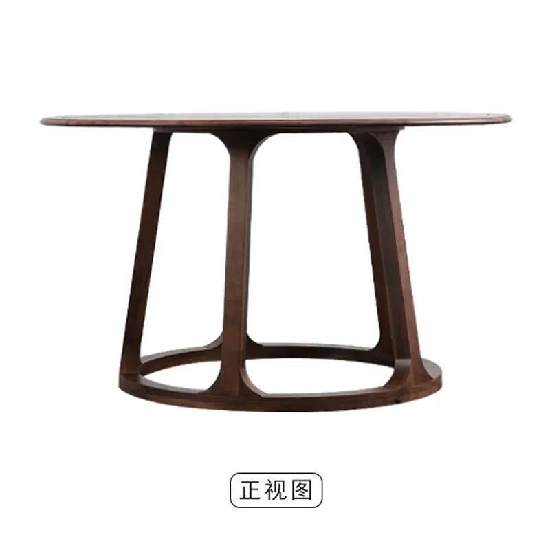 North American black walnut all solid wood round dining table Nordic modern simple dining table and chairs Household small apart