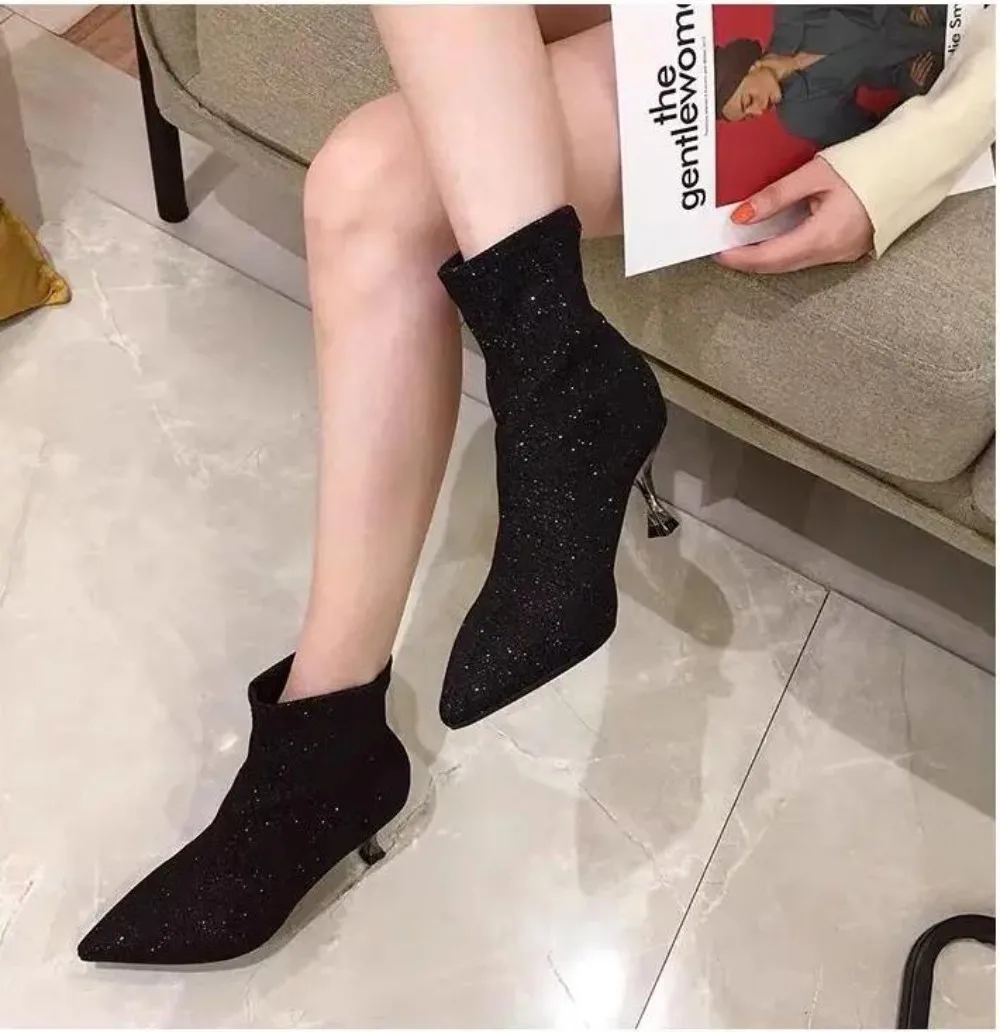 Fashion low-heeled ankle boots women 2023 new autumn and winter 3cm nude boots feminine fine-heeled pointed-toe women\'s boots