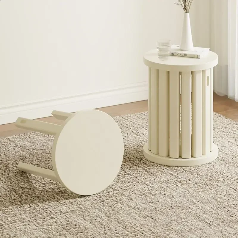 Living Room Wooden Stool Multifunctional Interior Combination Round Stool Dressing Design Stackable Mutfak Taburesi Furniture