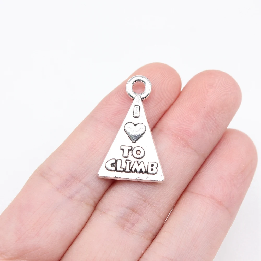 WYSIWYG 10pcs Charms 26x16mm I Love To Climb Pendants For DIY Jewelry Making Jewelry Findings Antique Bronze Color Alloy Charms