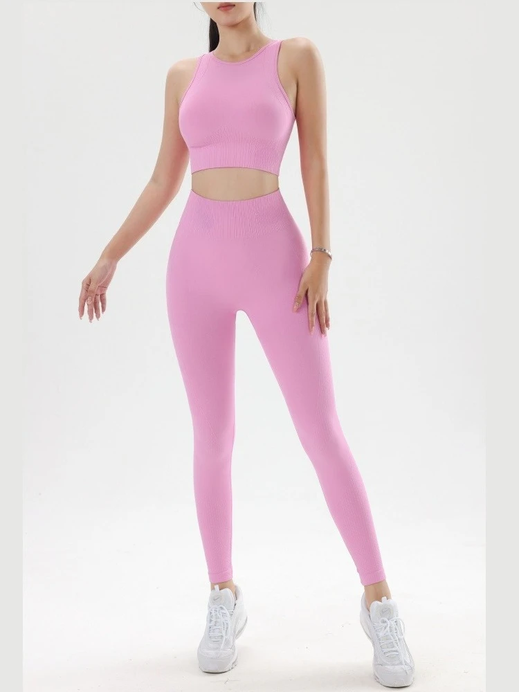 Women's Seamless Yoga Set - Support Sports Bra & High-Rise Peach Lift Leggings - Perfect for Gym, Yoga & Running