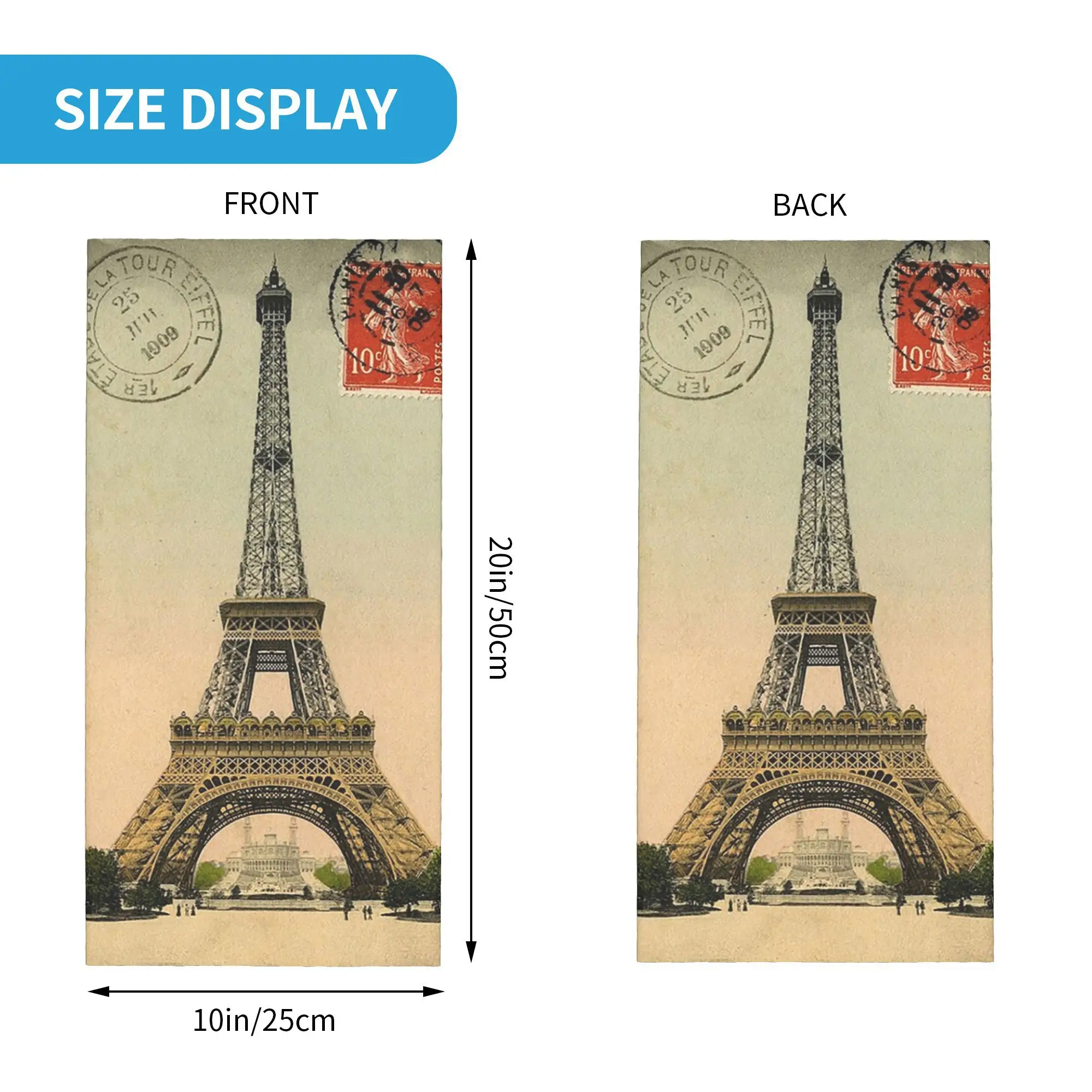 برج ايفل خمر الفرنسية بطاقة بريدية باندانا الرقبة الجراب مطبوعة التفاف قناع وشاح متعدد الاستخدام ركوب بالاكلافا