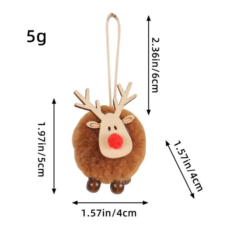 4 Colors Christmas Reindeer Lovely Design Christmas Decoration Christmas Tree Ornaments Fawn Fur Ball Pendant Opp Bag Wood