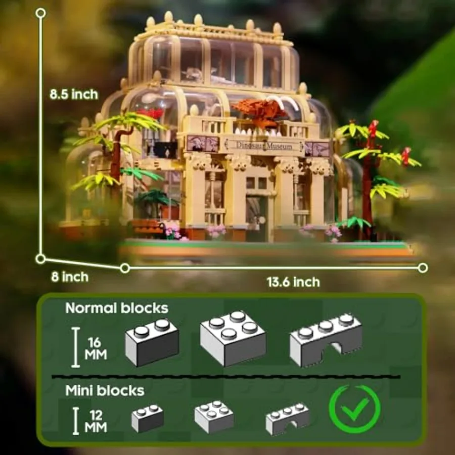 Mini Building Set for Adults Dinosaur Museum Toy with LED Light Jurassic World Dino Fossils Building Block Kit Architecture Mod - view 5