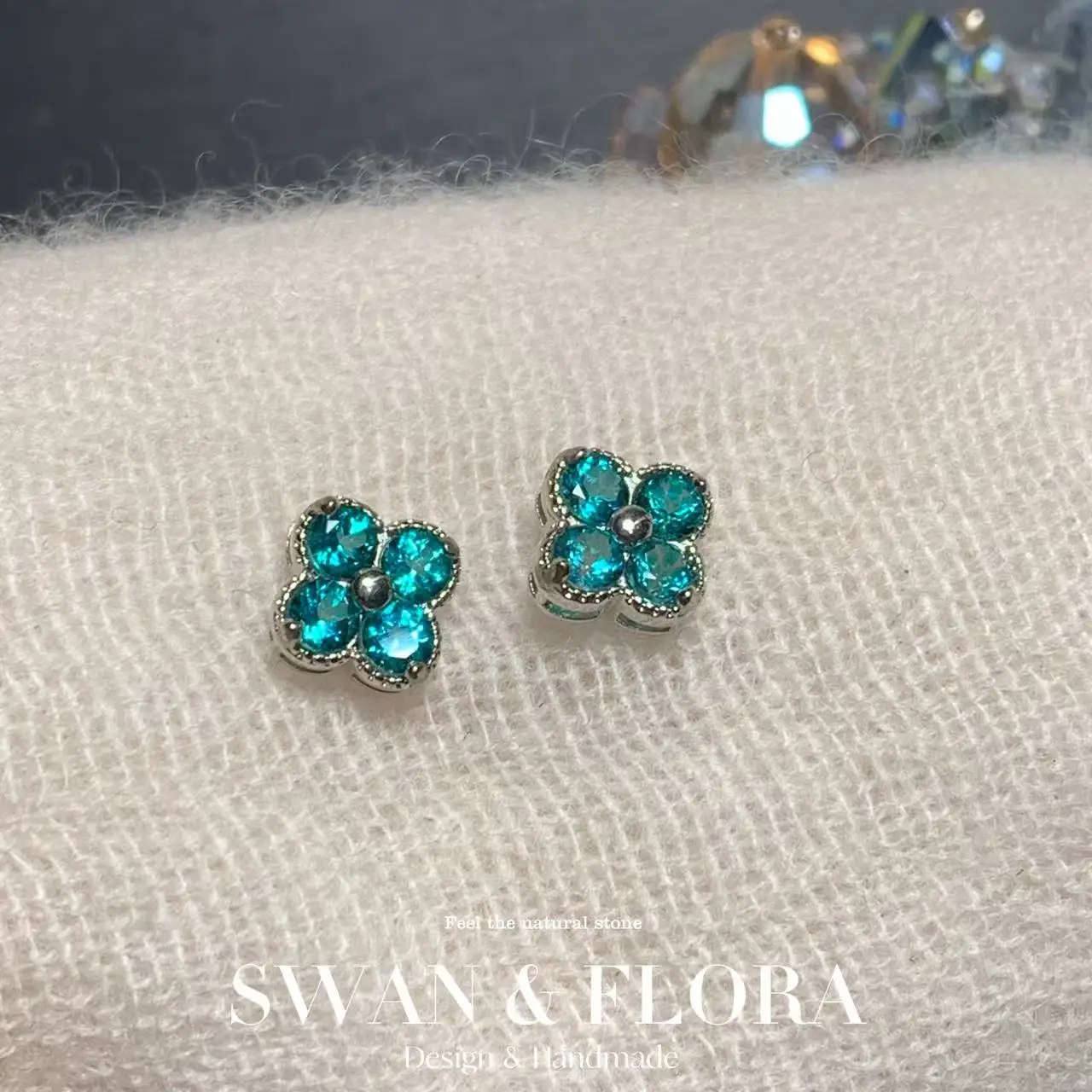 5MM Natural Blue Topaz Stud Earrings For Women 925 Sterling Silver Jewelry Gift Simple Peridot Jewelry