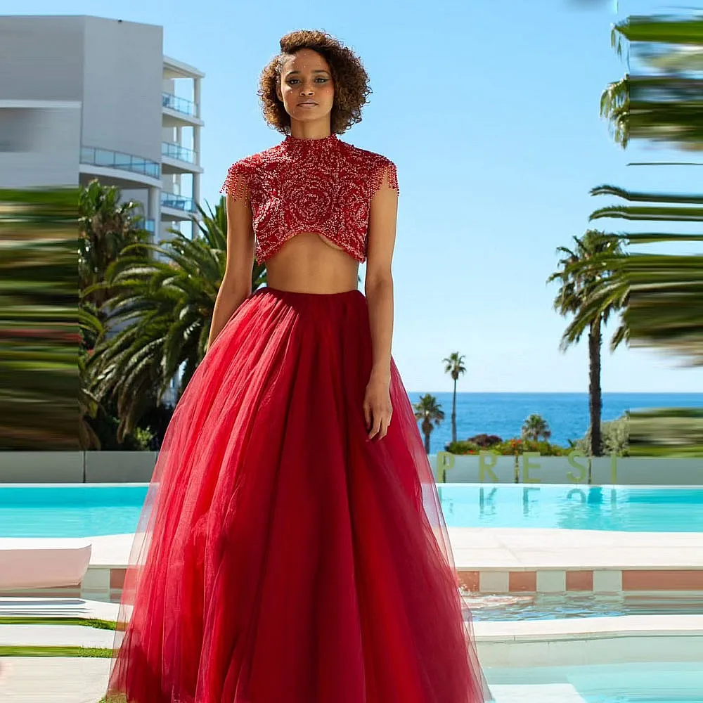 

Dark Red Evening Skirt Without Top Elastic Waist A Line TUTU Tulle Women Birthday Party Skirt Girls Holiday Wear Maxi Skirt